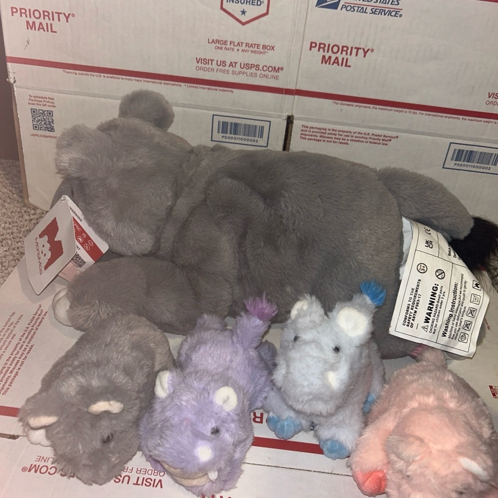 Morismos Hippo And Baby Hippos Plush